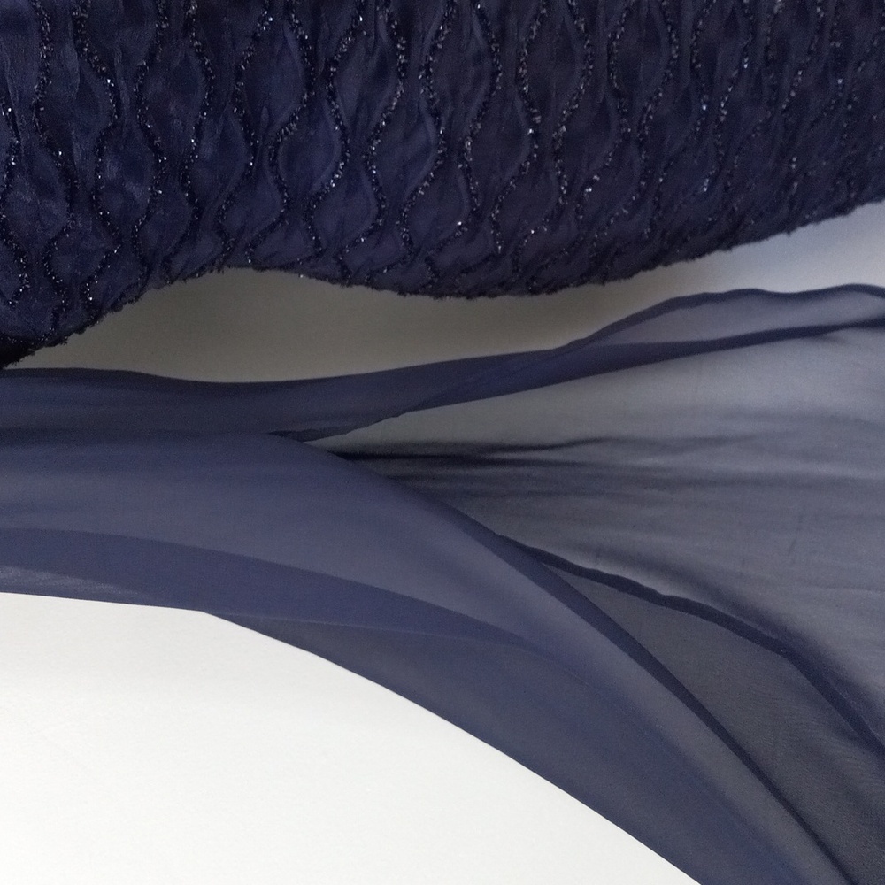 Connected Apparel Elegant Navy Blue Dress with Sheer Sleeves Size 14 - Picture 6 of 11